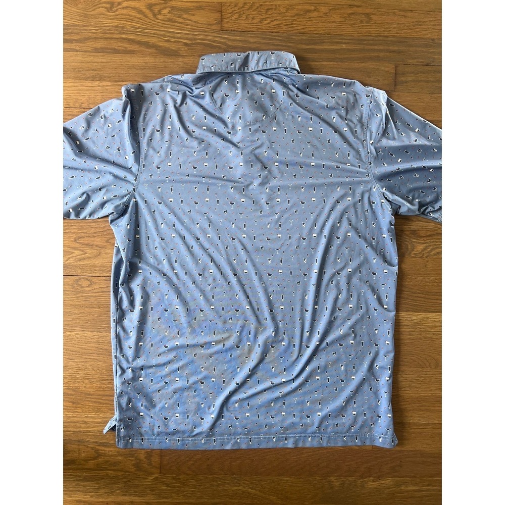 Straight Down Mens XL Golf Polo Blue Cocktail Print Cabo Del Sol Short Sleeve - Picture 4 of 4